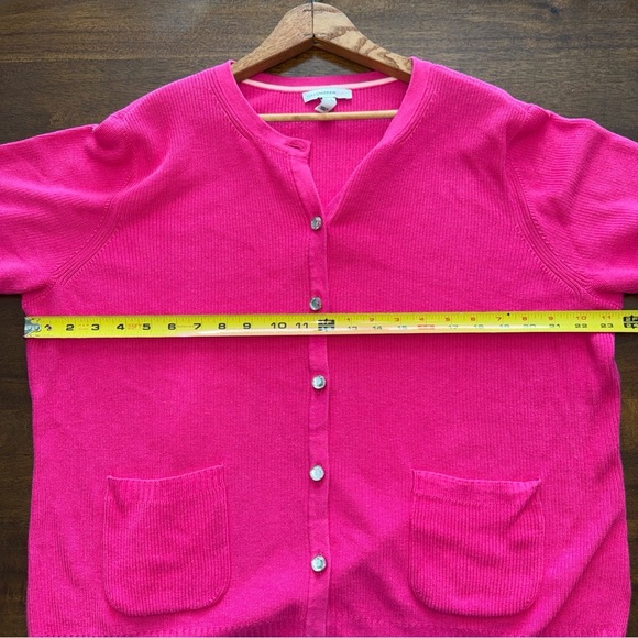 Isaac Mizrahi Live Pink Rib Knit Jewel Button Cardigan Sweater Long Sleeve XL - Picture 7 of 10